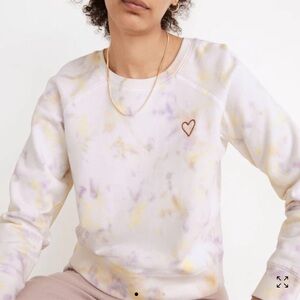 MADEWELL Heart Embroidered Cotton Sweatshirt in Tie Dye